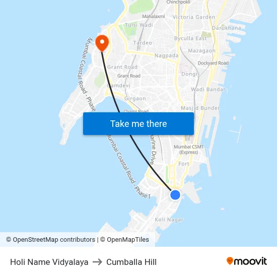 Holi Name Vidyalaya to Cumballa Hill map