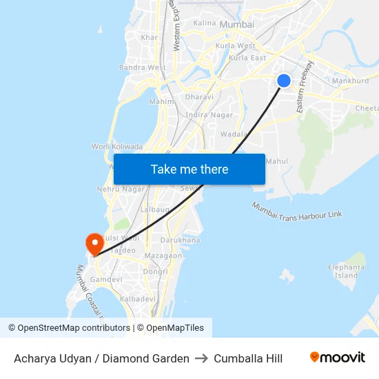 Acharya Udyan / Diamond Garden to Cumballa Hill map