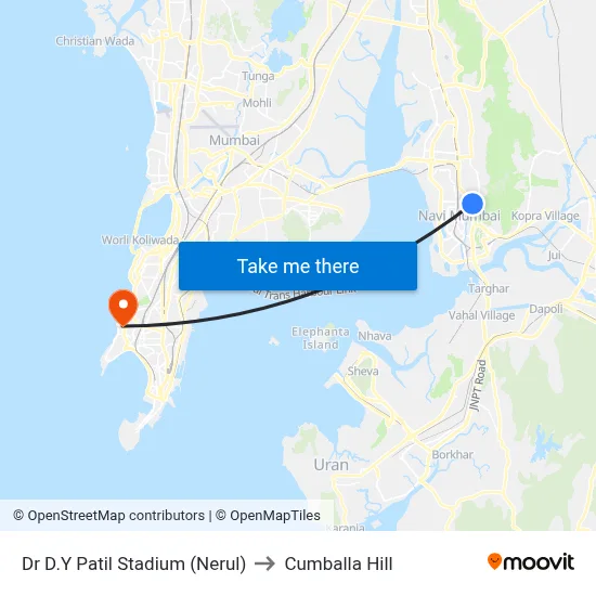 Dr D.Y Patil Stadium (Nerul) to Cumballa Hill map