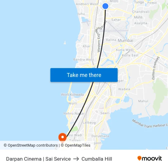 Darpan Cinema | Sai Service to Cumballa Hill map