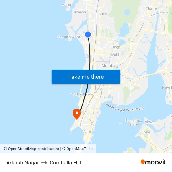 Adarsh Nagar to Cumballa Hill map