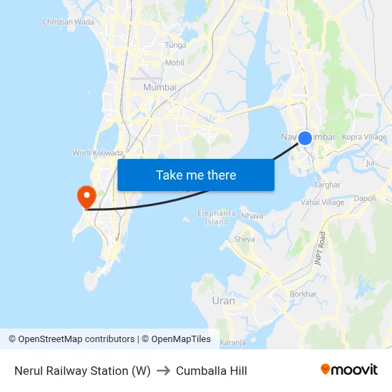 Nerul Railway Station (W) to Cumballa Hill map