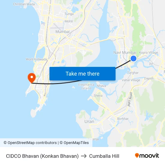 CIDCO Bhavan (Konkan Bhavan) to Cumballa Hill map