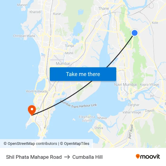 Shil Phata Mahape Road to Cumballa Hill map