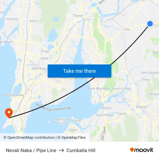 Nevali Naka / Pipe Line to Cumballa Hill map
