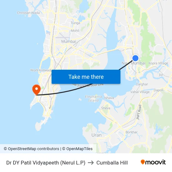 Dr DY Patil Vidyapeeth (Nerul L.P) to Cumballa Hill map