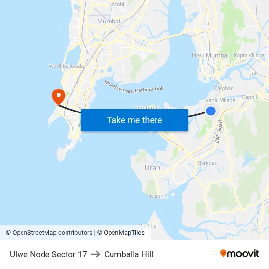 Ulwe Node Sector 17 to Cumballa Hill map