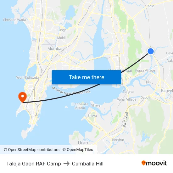 Taloja Gaon RAF Camp to Cumballa Hill map