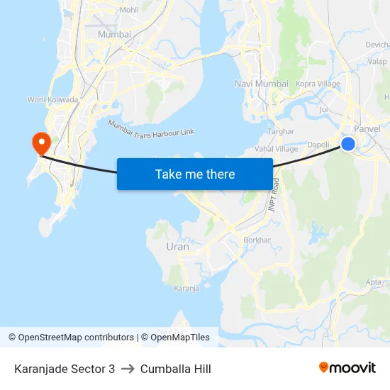 Karanjade Sector 3 to Cumballa Hill map