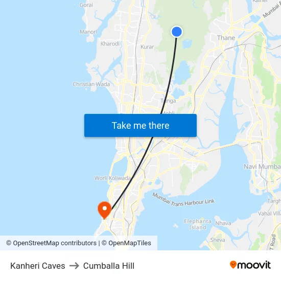 Kanheri Caves to Cumballa Hill map