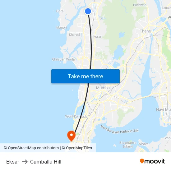 Eksar to Cumballa Hill map