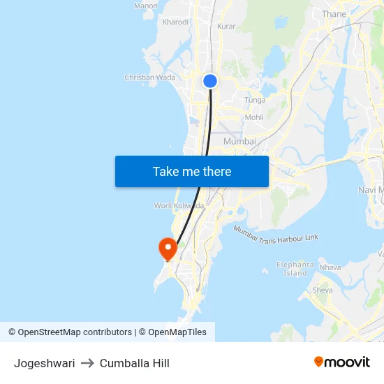 Jogeshwari to Cumballa Hill map