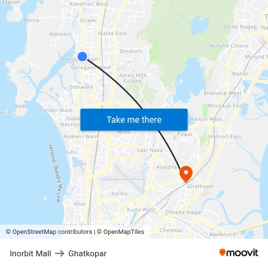 Inorbit Mall to Ghatkopar map