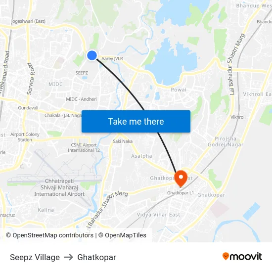 Seepz Village to Ghatkopar map