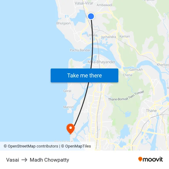 Vasai to Madh Chowpatty map