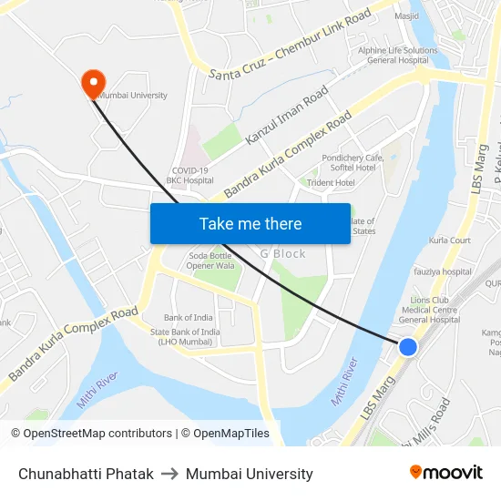 Chunabhatti Phatak to Mumbai University map