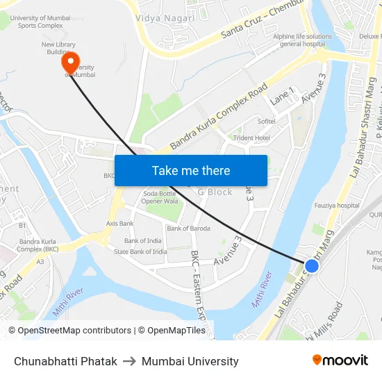 Chunabhatti Phatak to Mumbai University map