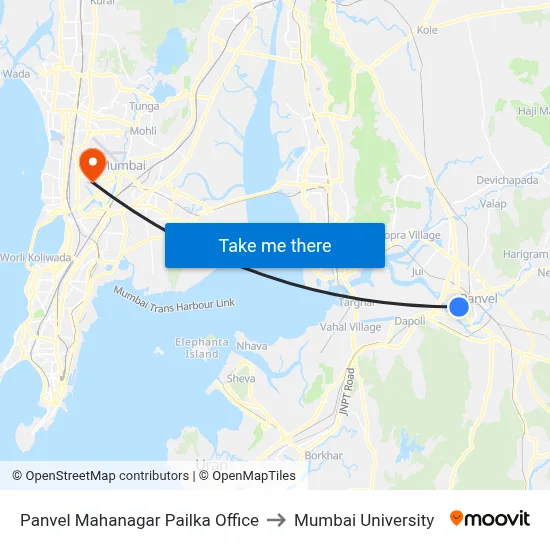 Panvel Mahanagar Pailka Office to Mumbai University map