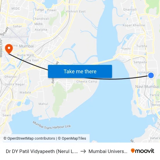 Dr DY Patil Vidyapeeth (Nerul L.P) to Mumbai University map