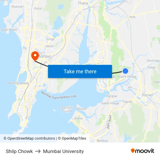 Shilp Chowk to Mumbai University map