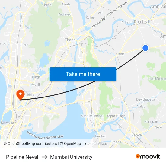 Pipeline Nevali to Mumbai University map