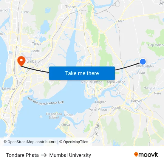Tondare Phata to Mumbai University map