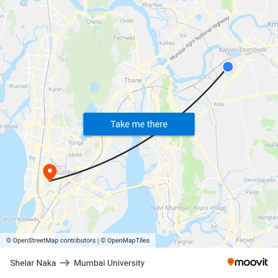 Shelar Naka to Mumbai University map