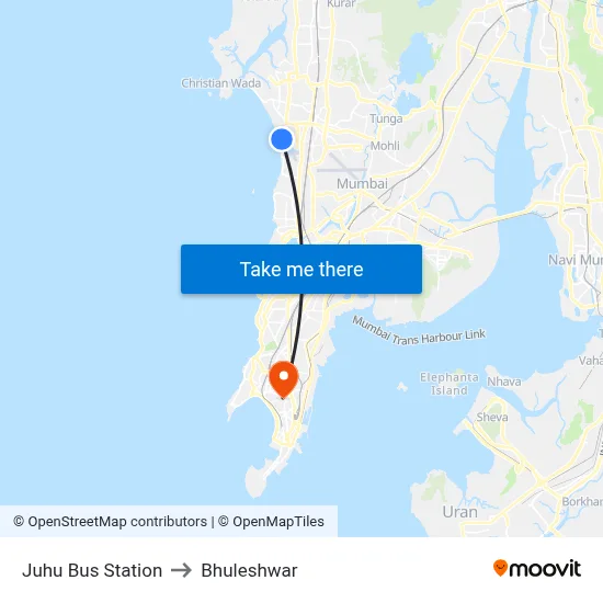 Juhu Bus Station to Bhuleshwar map