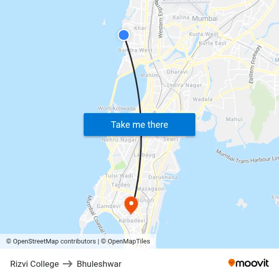 Rizvi College to Bhuleshwar map