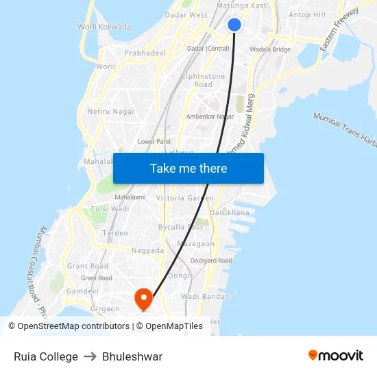 Ruia College to Bhuleshwar map