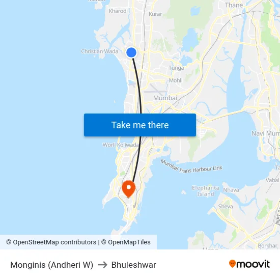 Monginis (Andheri W) to Bhuleshwar map