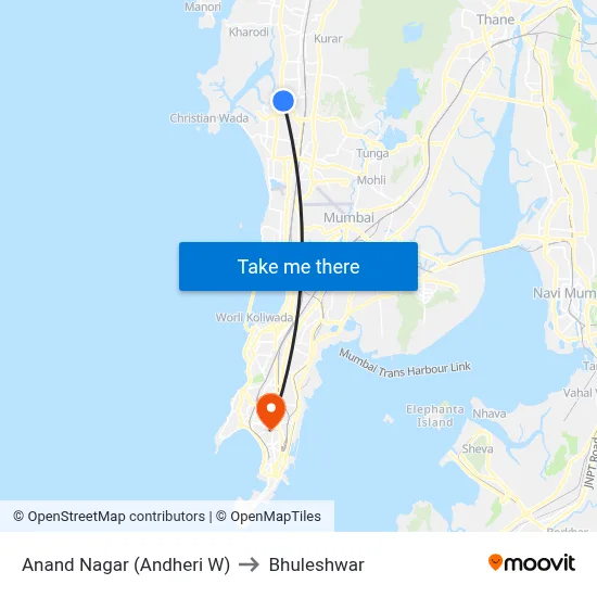 Anand Nagar (Andheri W) to Bhuleshwar map