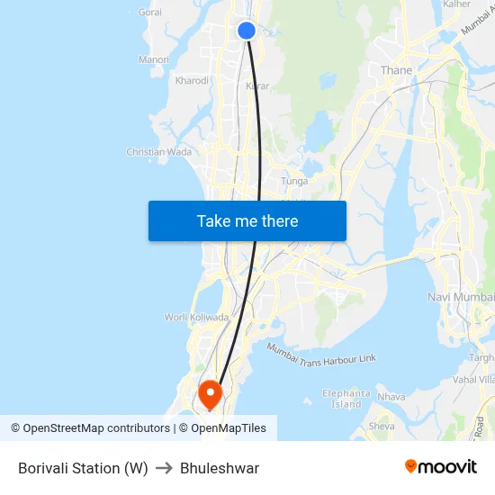 Borivali Station (W) to Bhuleshwar map