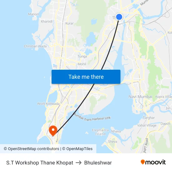 S.T Workshop Thane Khopat to Bhuleshwar map