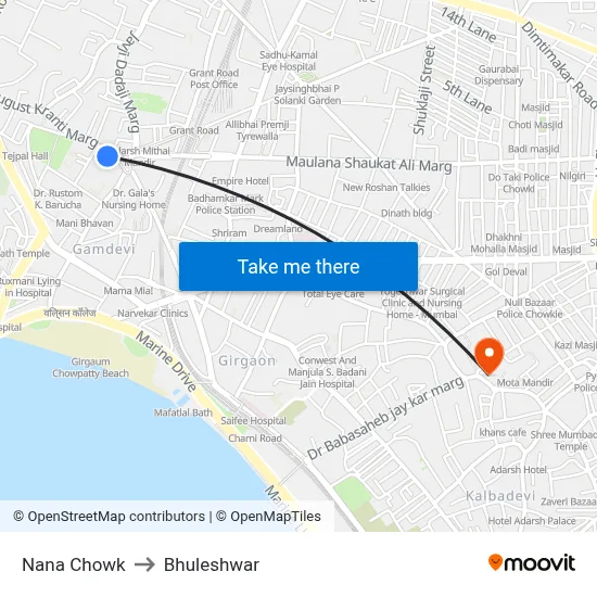 Nana Chowk to Bhuleshwar map