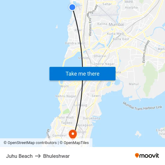 Juhu Beach to Bhuleshwar map