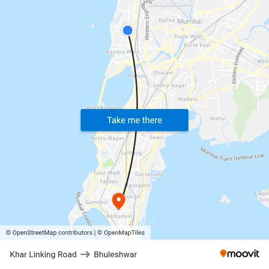 Khar Linking Road to Bhuleshwar map