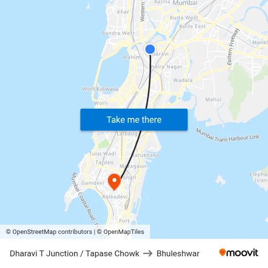 Dharavi T Junction / Tapase Chowk to Bhuleshwar map
