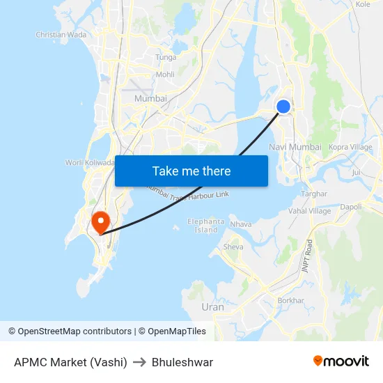 APMC Market (Vashi) to Bhuleshwar map
