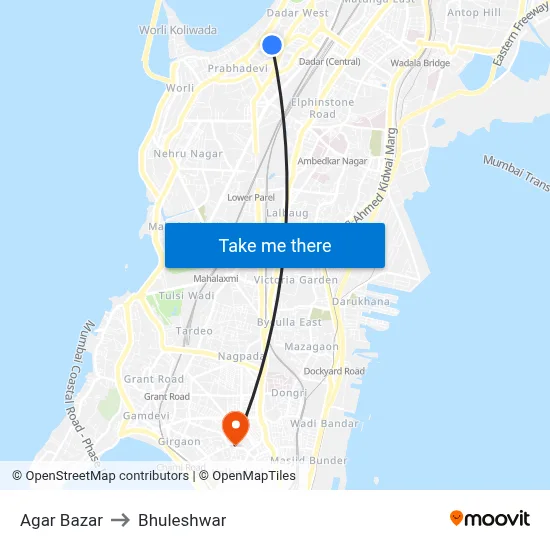 Agar Bazar to Bhuleshwar map
