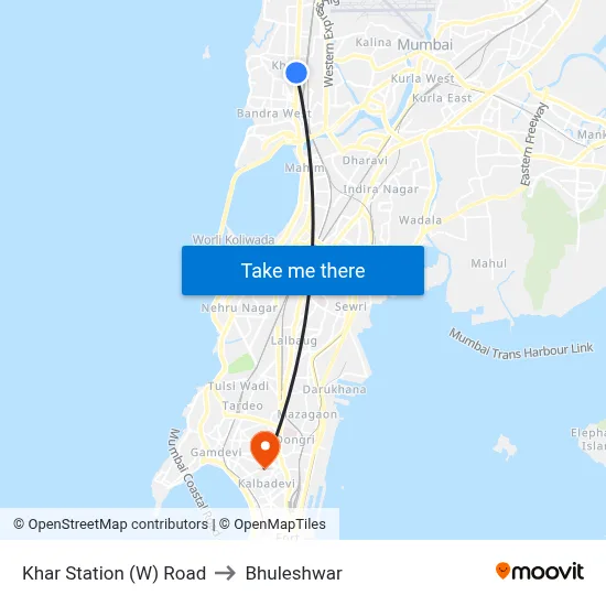 Khar Station (W) Road to Bhuleshwar map