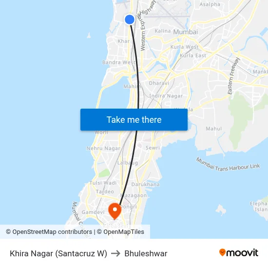 Khira Nagar (Santacruz W) to Bhuleshwar map