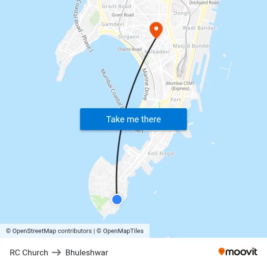 RC Church to Bhuleshwar map