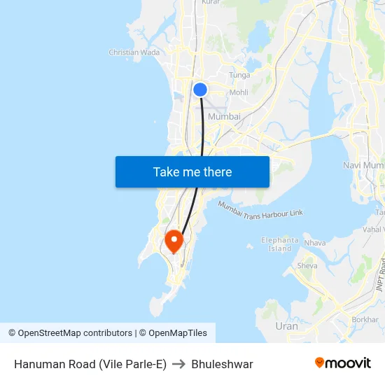 Hanuman Road (Vile Parle-E) to Bhuleshwar map