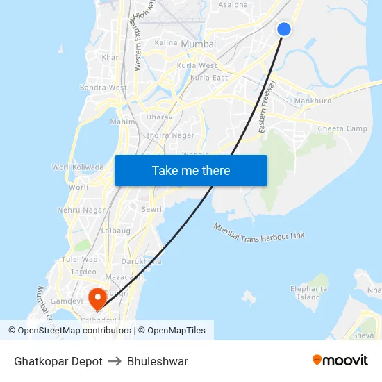Ghatkopar Depot to Bhuleshwar map