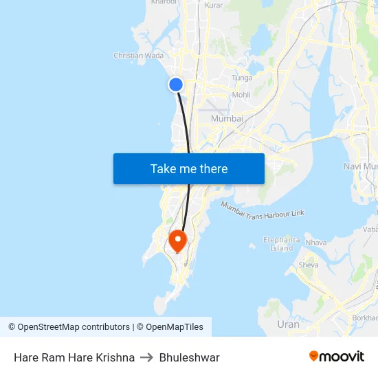 Hare Ram Hare Krishna to Bhuleshwar map