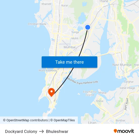 Dockyard Colony to Bhuleshwar map