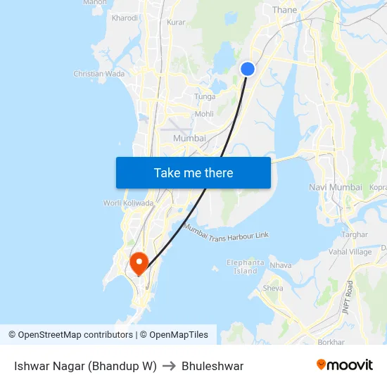 Ishwar Nagar (Bhandup W) to Bhuleshwar map