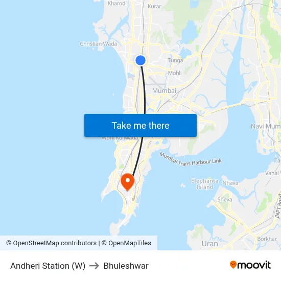 Andheri Station (W) to Bhuleshwar map