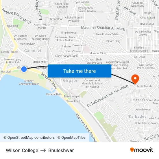 Wilson College to Bhuleshwar map